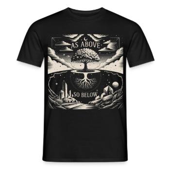 As Above So Below Tree | Hermetic Art Print - Men's T-Shirt - black - Front - AI Model Male 178 light (178cm)