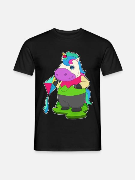 Einhorn Drachenfliegen Drachen - Männer T-Shirt - Schwarz