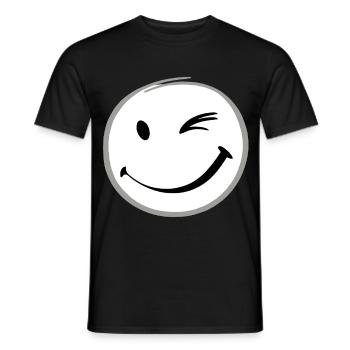 Clin d’œil sourire - T-shirt homme - noir - Devant - AI Model Male 178 light (178cm)