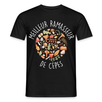 Cèpe Champignons champignon Ramasseur Cueillette - T-shirt homme - noir - Devant - AI Model Male 178 light (178cm)