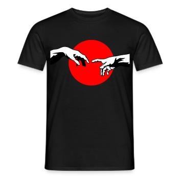 The Creation of Adam hands inspiration design - Men's T-Shirt - black - Front - AI Model Male 178 light (178cm)