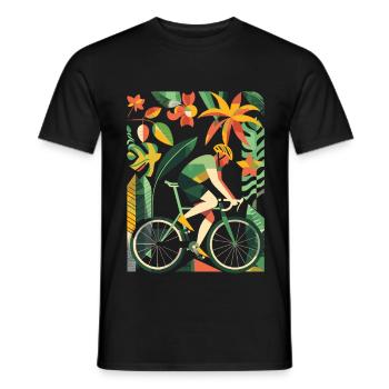 Fahrradfahrer Comic Look - Männer T-Shirt - Schwarz - Vorne - AI Model Male 178 light (178cm)
