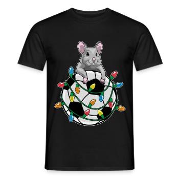 Mouse Christmas Football - Men's T-Shirt - black - Front - AI Model Male 178 light (178cm)