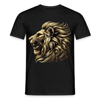 Lion Roars Gold Lion Head Strong Gift - Men's T-Shirt - black - Front - AI Model Male 178 light (178cm)