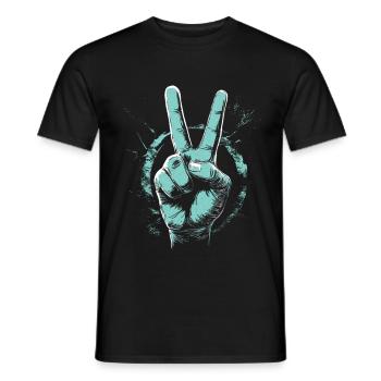 Peace Victory Hand Zeichen Retro Urban Streetwear - Männer T-Shirt - Schwarz - Vorne - AI Model Male 178 light (178cm)