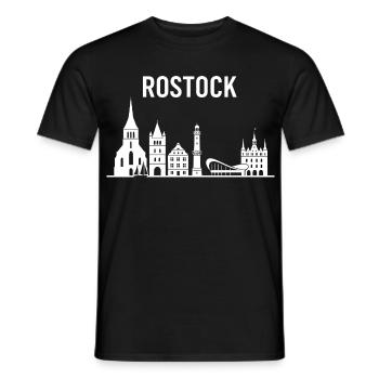 Lettrage et ligne d’horizon de Rostock - T-shirt homme - noir - Devant - AI Model Male 178 light (178cm)