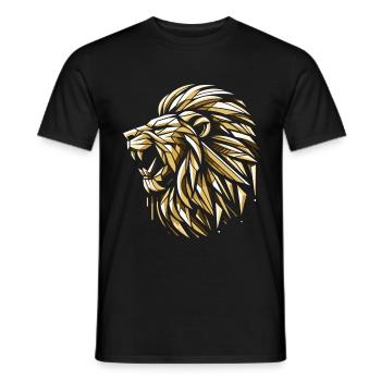 Lion rugit Or Doré Géométrique Cadeau - T-shirt homme - noir - Devant - AI Model Male 178 light (178cm)