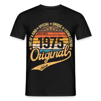 Retro Vintage born in 1975 Vintage 1975 - Men's T-Shirt - black - Front - AI Model Male 178 light (178cm)
