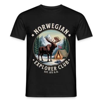 Norwegian Explorer Club Norway Outdoor Adventure - Men's T-Shirt - black - Front - AI Model Male 178 light (178cm)