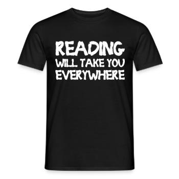 La lecture vous emmènera partout - T-shirt homme - noir - Devant - AI Model Male 178 light (178cm)