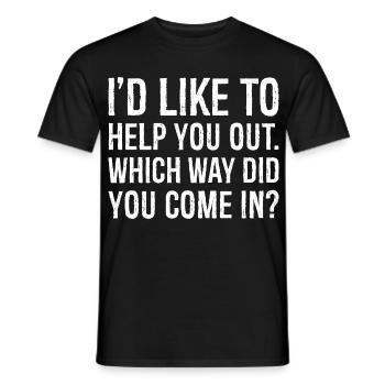 I'd like to help you out which way did you come - Men's T-Shirt - black - Front - AI Model Male 178 light (178cm)