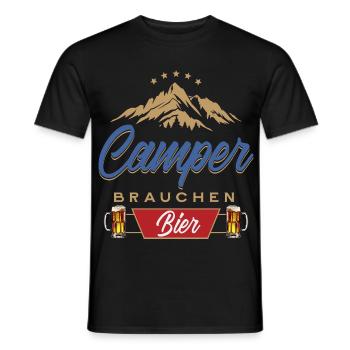Camper brauchen Bier Campen - Männer T-Shirt - Schwarz - Vorne - AI Model Male 178 light (178cm)