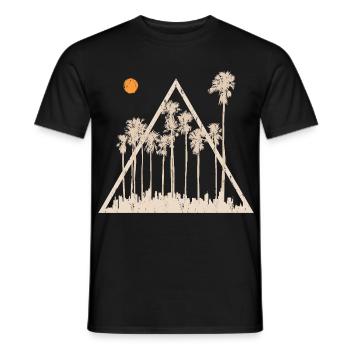 Palm Trees Tropical Summer Sunset Triangle - Men's T-Shirt - black - Front - AI Model Male 178 light (178cm)