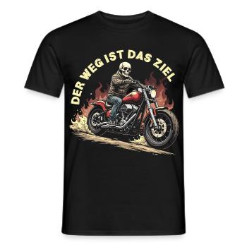 Totenkopf auf Motorrad mit Flammen - Männer T-Shirt - Schwarz - Vorne - AI Model Male 178 light (178cm)