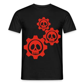 Engrenages et crânes rouges - T-shirt homme - noir - Devant - AI Model Male 178 light (178cm)