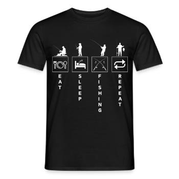 Lustiges Angelzitat Essen Schlaf Wiederholen - Männer T-Shirt - Schwarz - Vorne - AI Model Male 178 light (178cm)