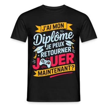 Ich habe mein Diplom, ich kann wieder Gamer spielen - Männer T-Shirt - Schwarz - Vorne - AI Model Male 178 light (178cm)