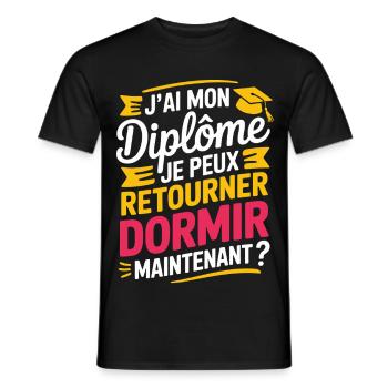 J’ai Mon Diplôme Je Peux Retourner Dormir - T-shirt homme - noir - Devant - AI Model Male 178 light (178cm)