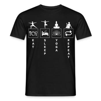 Funny Yoga Quote Eat Sleep Repeat - Men's T-Shirt - black - Front - AI Model Male 178 light (178cm)