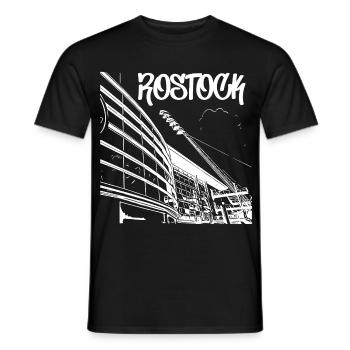 Vue sur le stade Rostock Skyline - T-shirt homme - noir - Devant - AI Model Male 178 light (178cm)
