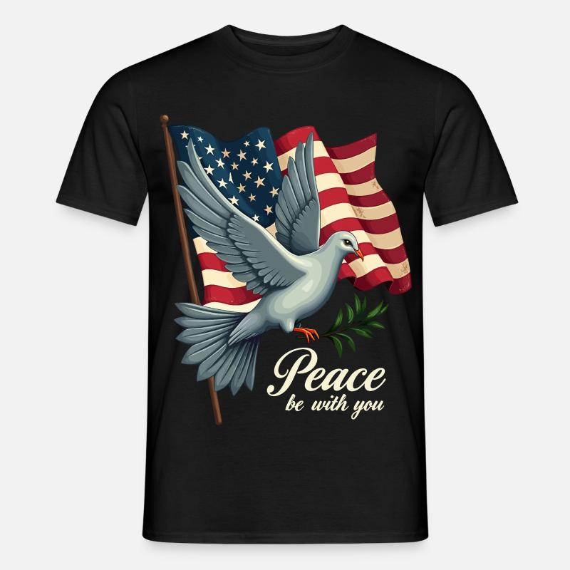 Friedenstaube mit Flagge - Männer T-Shirt - Schwarz