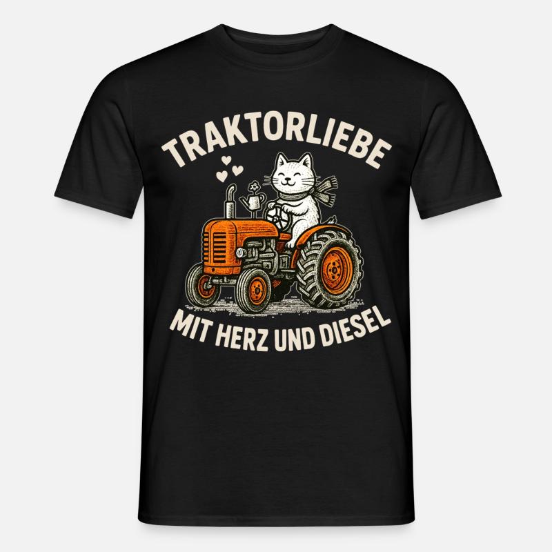 Traktorliebe mit Herz und Diesel - Männer T-Shirt - Schwarz