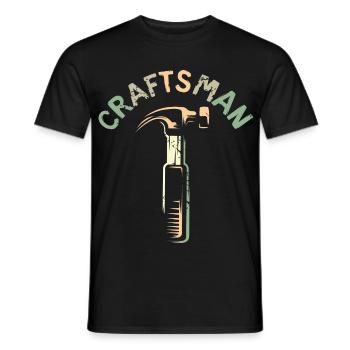Craftsman Logo with Hammer Tool in Retro Style - Men's T-Shirt - black - Front - AI Model Male 178 light (178cm)