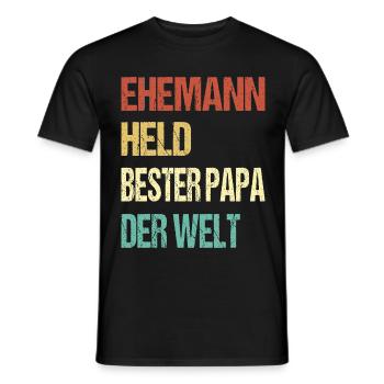 Ehemann Held Bester Papa der Welt - Männer T-Shirt - Schwarz - Vorne - AI Model Male 178 light (178cm)
