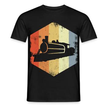 Retro Steam Locomotive - Men's T-Shirt - black - Front - AI Model Male 178 light (178cm)