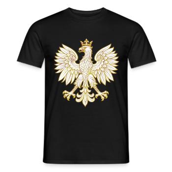 Pologne Polska Aigle drapeau drapeau Cadeau doré - T-shirt homme - noir - Devant - AI Model Male 178 light (178cm)