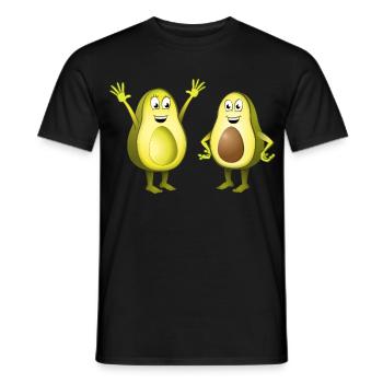 Bild von zwei fröhlichen Avocados - Männer T-Shirt - Schwarz - Vorne - AI Model Male 178 light (178cm)