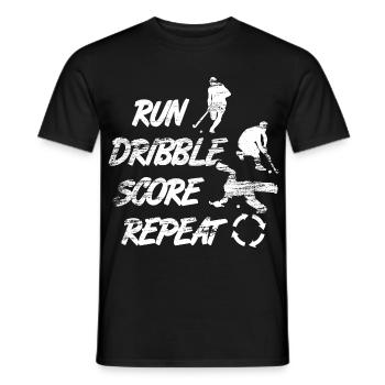 Run, dribble, score, repeat - Men's T-Shirt - black - Front - AI Model Male 178 light (178cm)