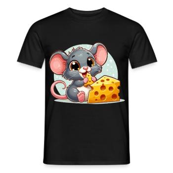 Cheese Mouse Delicious Cheese Makes Happy Gift - Men's T-Shirt - black - Front - AI Model Male 178 light (178cm)