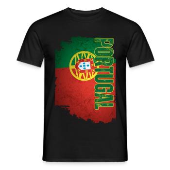 Vertikale portugiesische Flagge, portugiesischer Stolz - Männer T-Shirt - Schwarz - Vorne - AI Model Male 178 light (178cm)