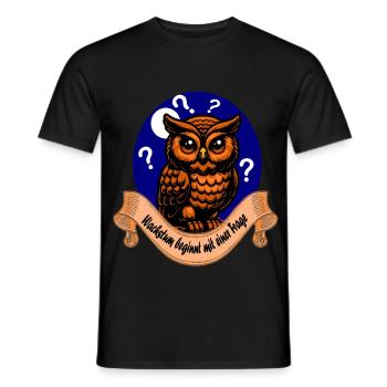 Fragensteller T-shirt mit Eulen Motiv - Männer T-Shirt - Schwarz - Vorne - AI Model Male 178 light (178cm)