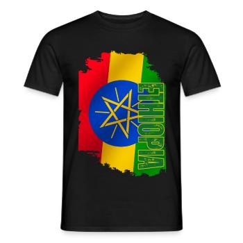Ethiopia Flag Vertical, I Love Ethiopia - Men's T-Shirt - black - Front - AI Model Male 178 light (178cm)