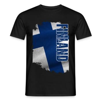 Vertical du drapeau de la Finlande, I Love Finland - T-shirt homme - noir - Devant - AI Model Male 178 light (178cm)