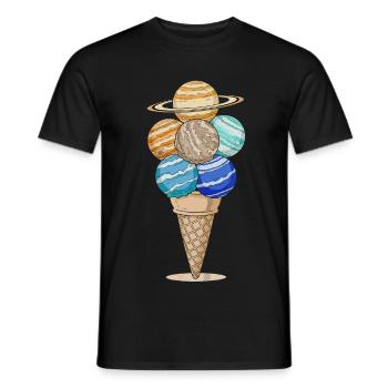 Planeten Eiswaffel im Anime Stil - Männer T-Shirt - Schwarz - Vorne - AI Model Male 178 light (178cm)