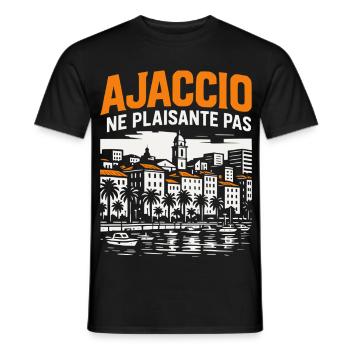 Ajaccio ne plaisante pas - T-shirt homme - noir - Devant - AI Model Male 178 light (178cm)