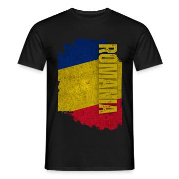 Romania Flag Vertical, Master Romania - Men's T-Shirt - black - Front - AI Model Male 178 light (178cm)