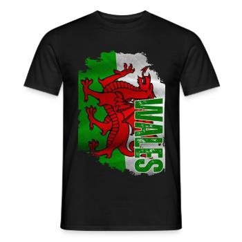 Vertical Welsh flag, Welsh pride - Men's T-Shirt - black - Front - AI Model Male 178 light (178cm)