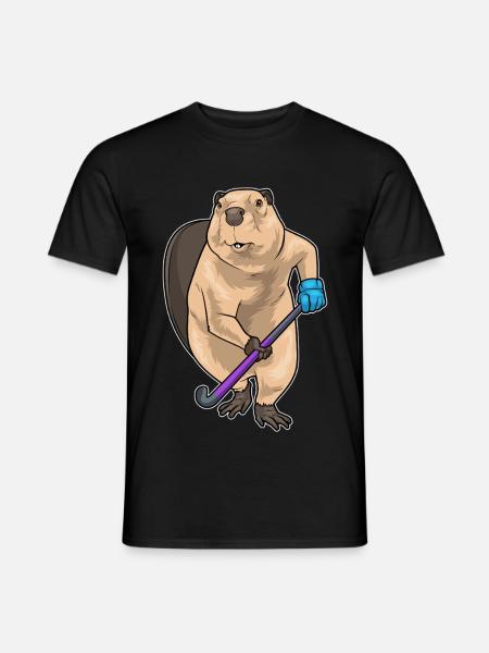 Biber Feldhockey Feldhockeyschläger - Männer T-Shirt - Schwarz