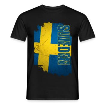 Drapeau vertical de la Suède, j’adore la Suède - T-shirt homme - noir - Devant - AI Model Male 178 light (178cm)