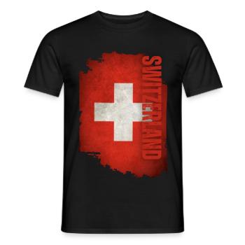 Vertikale Schweiz Flagge, ich liebe die Schweiz - Männer T-Shirt - Schwarz - Vorne - AI Model Male 178 light (178cm)