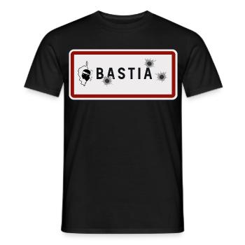 Panneau d’entrée de la ville de Bastia - T-shirt homme - noir - Devant - AI Model Male 178 light (178cm)