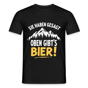 Wandern Oben gibt´s Bier - Männer T-Shirt - Schwarz - Vorne - AI Model Male 178 light (178cm)