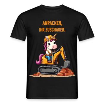 Einhorn Baggermeister - Männer T-Shirt - Schwarz - Vorne - AI Model Male 178 light (178cm)