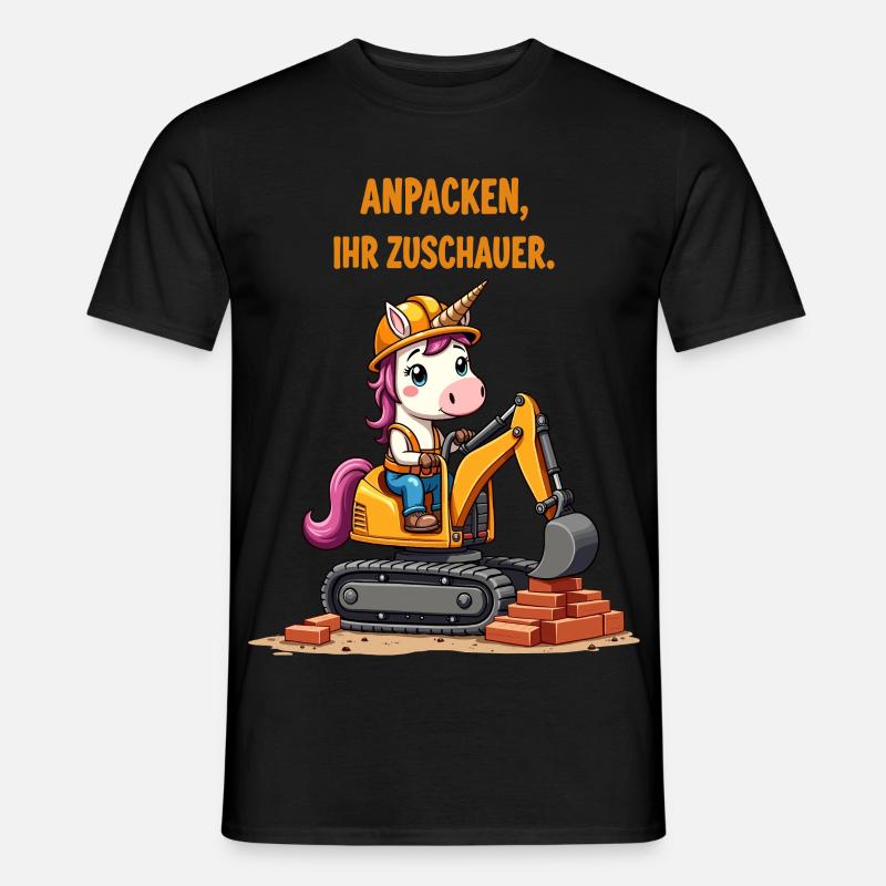 Einhorn Baggermeister - Männer T-Shirt - Schwarz