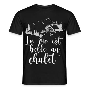 La vie est belle au chalet - T-shirt homme - noir - Devant - AI Model Male 178 light (178cm)