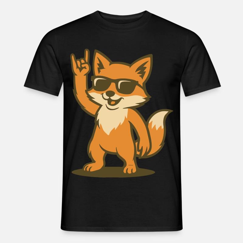 Fox on Fire - Männer T-Shirt - Schwarz